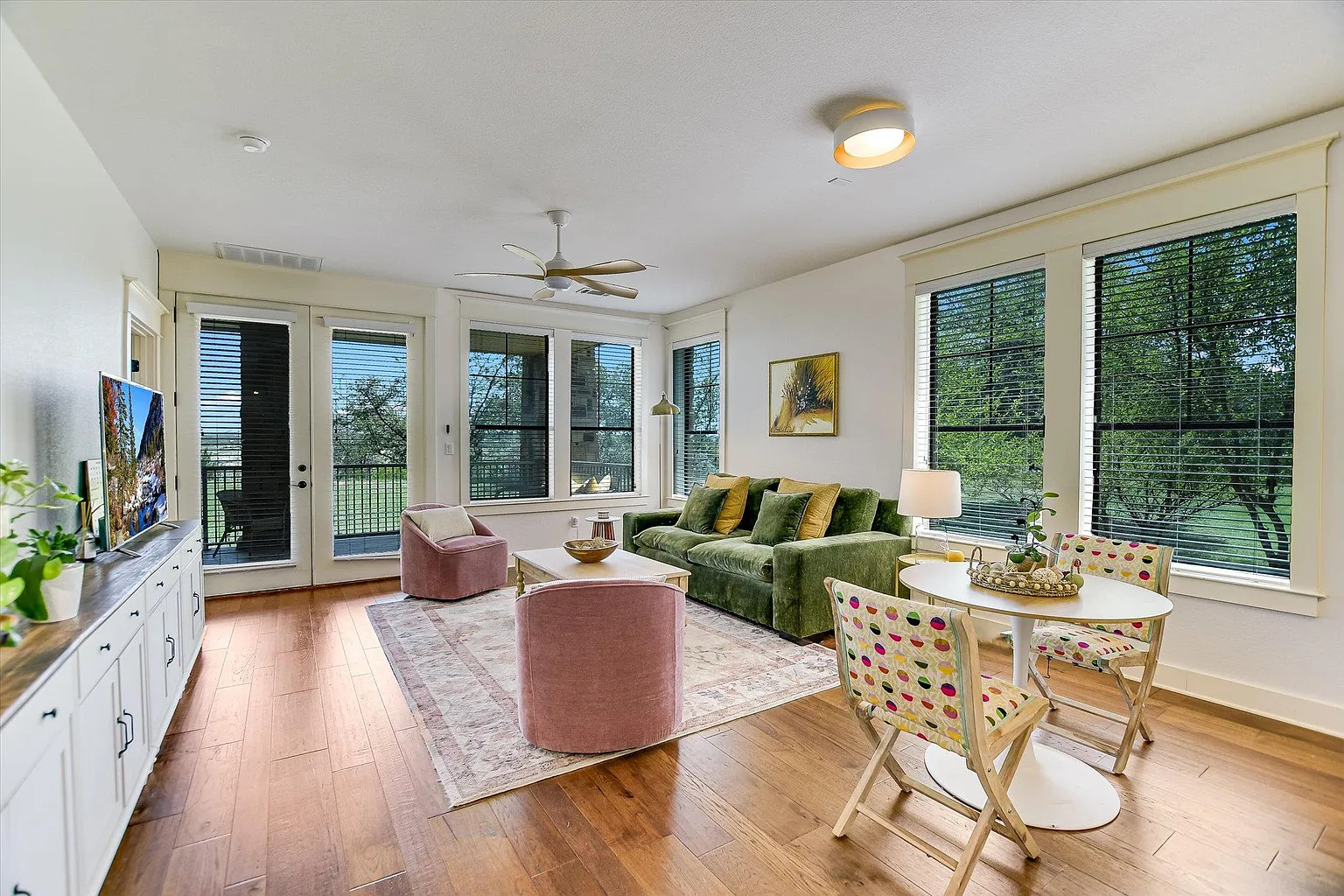 Living room with lake view