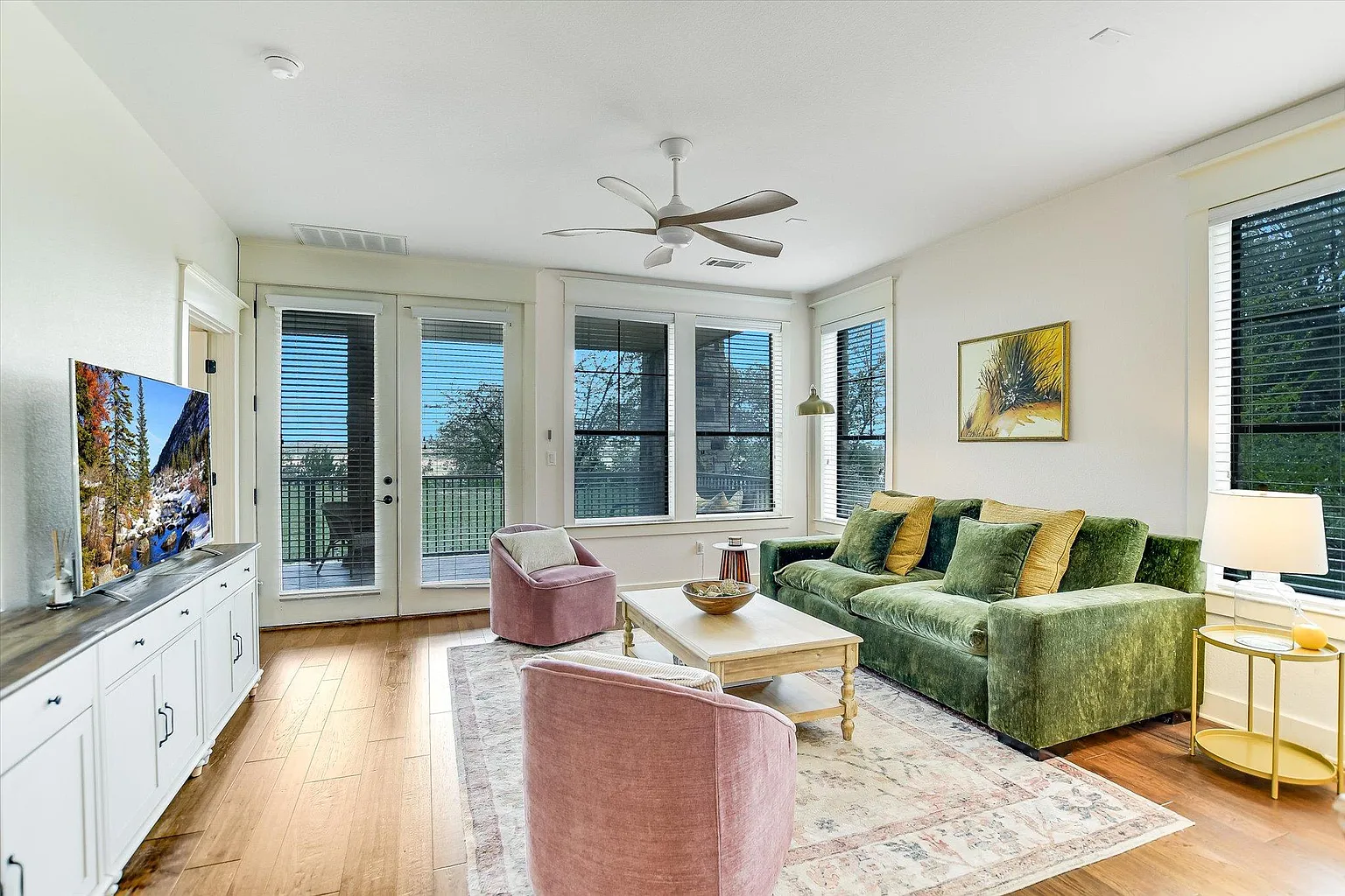 Living room with lake view