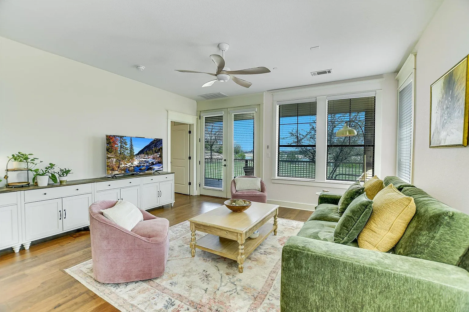 Living room with lake view