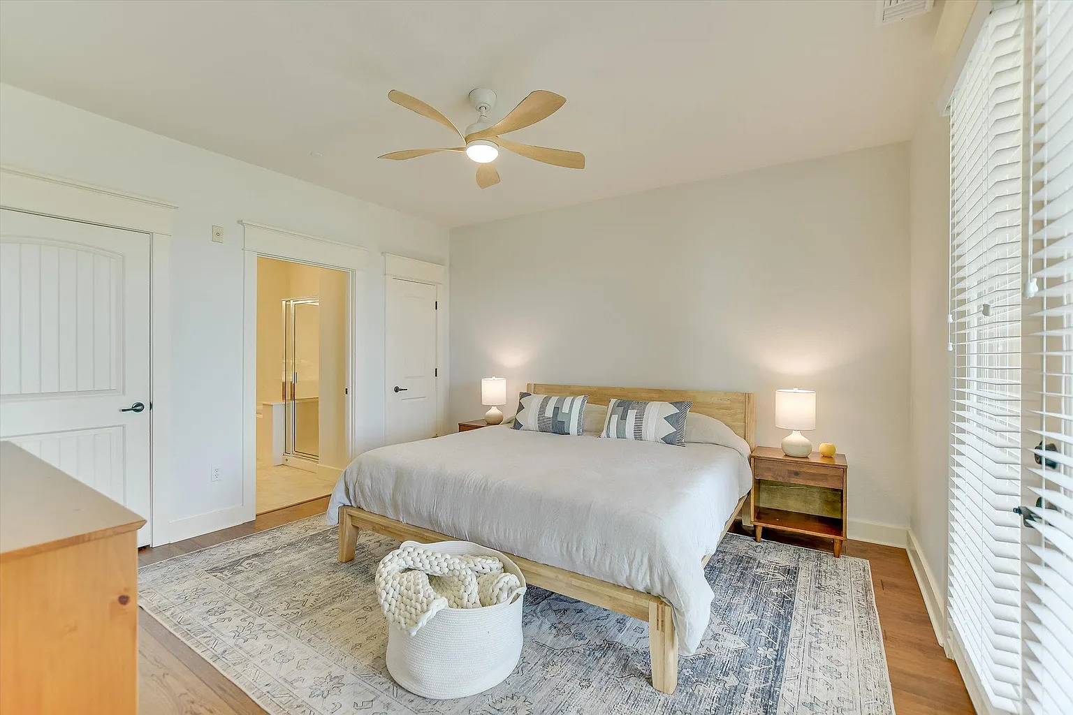 Main bedroom, looking towards main bathroom